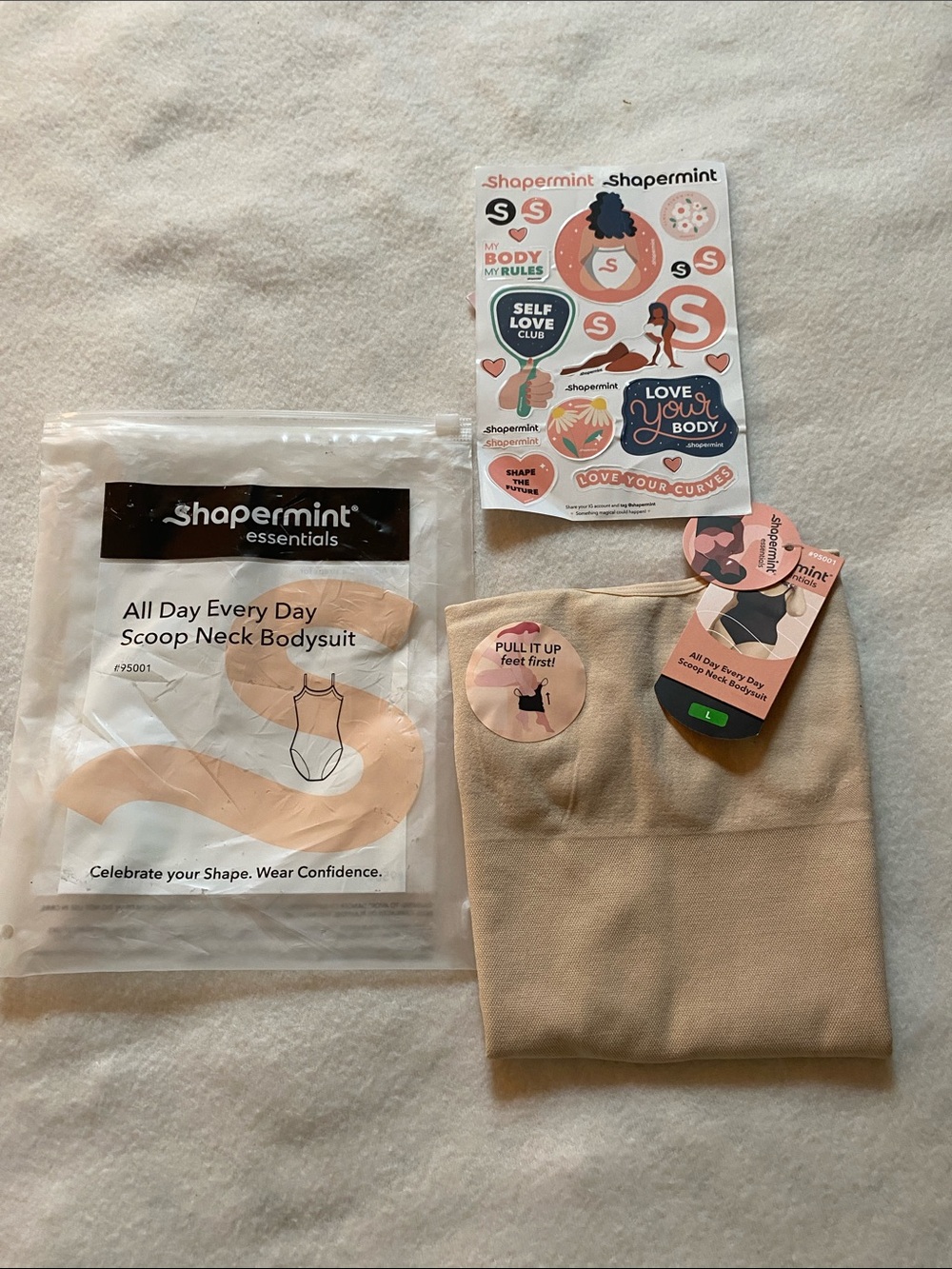 Shapermint all day essentials shapeware bodysuit new nwt large nude beige